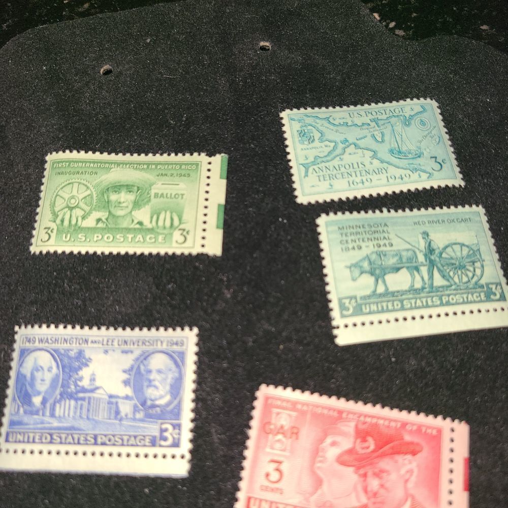 VINTAGE 1949 Set of Six 3 cent stamps